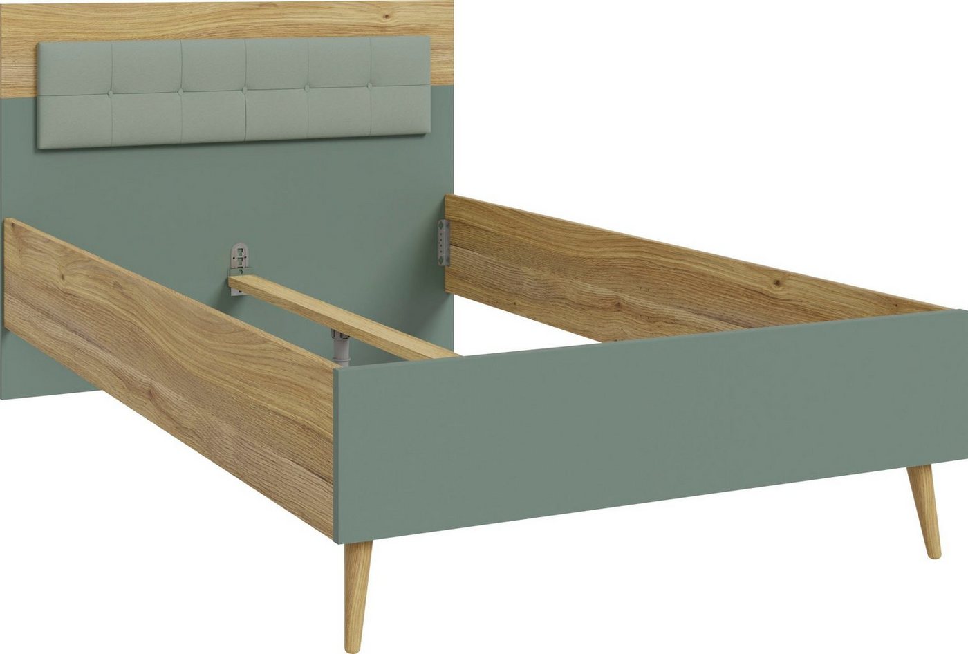 FORTE Jugendbett Kinderbett, Belastbar bis 250KG, (Liegeflächen 140x200cm oder 120x200cm), mit gepolstertem Kopfteil – Bild 2 von 5