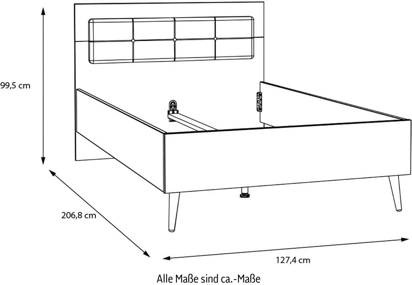 FORTE Jugendbett Kinderbett, Belastbar bis 250KG, (Liegeflächen 140x200cm oder 120x200cm), mit gepolstertem Kopfteil – Bild 5 von 5