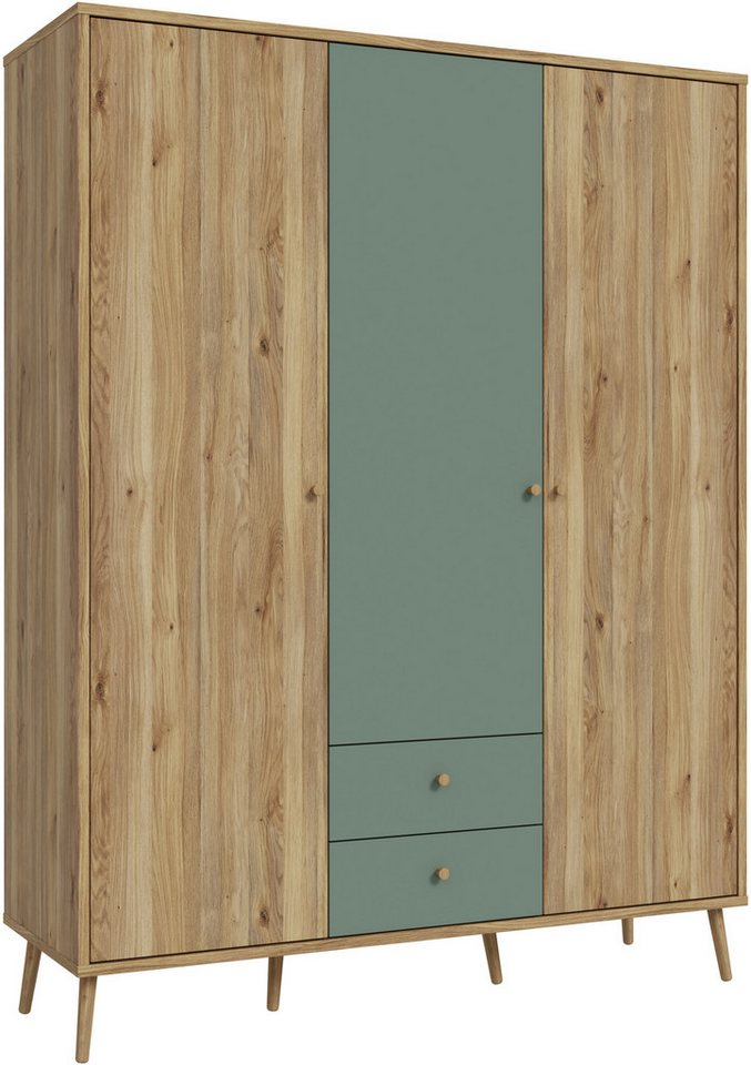 FORTE Kleiderschrank (B/H/T ca. 94,5x185,6x52,2 cm) Salbei, Drehtürenschrank, Stauraum – Bild 2 von 5