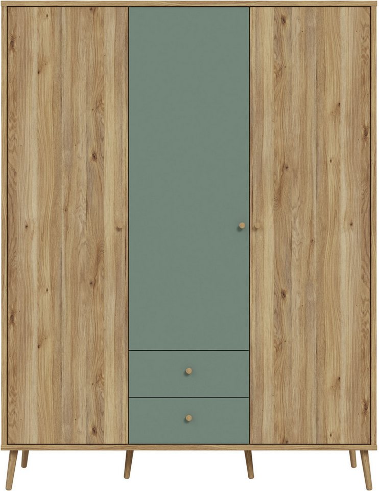 FORTE Kleiderschrank (B/H/T ca. 94,5x185,6x52,2 cm) Salbei, Drehtürenschrank, Stauraum – Bild 3 von 5