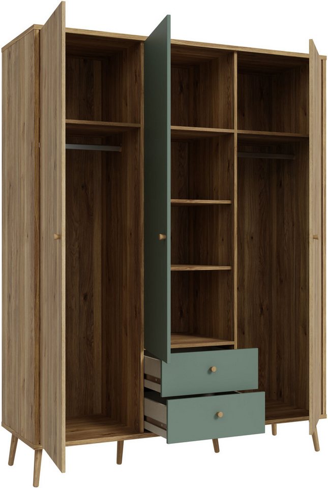 FORTE Kleiderschrank (B/H/T ca. 94,5x185,6x52,2 cm) Salbei, Drehtürenschrank, Stauraum – Bild 4 von 5