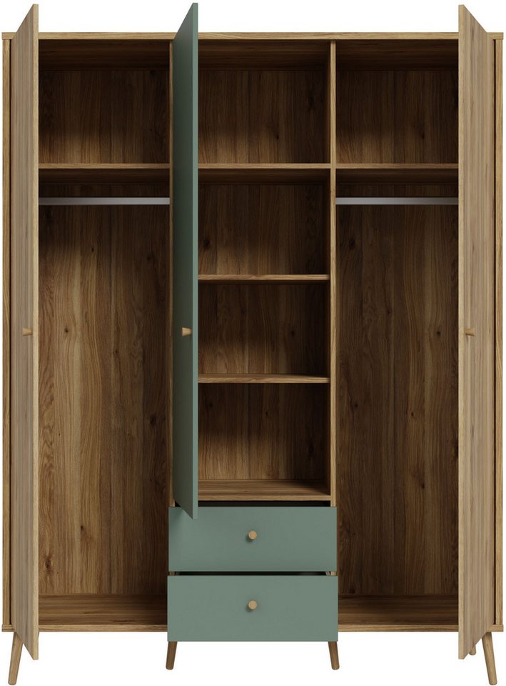 FORTE Kleiderschrank (B/H/T ca. 94,5x185,6x52,2 cm) Salbei, Drehtürenschrank, Stauraum – Bild 5 von 5