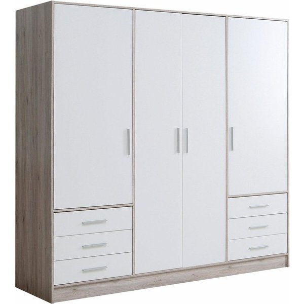 FORTE Kleiderschrank Jupiter, Made in Europe, mit 6 Schubladen, Stauraum (Maße B/H/T ca. 207/200 cm/60) Stauraum, 2 Breiten, 4 Farben, Schubladen, variable Einl