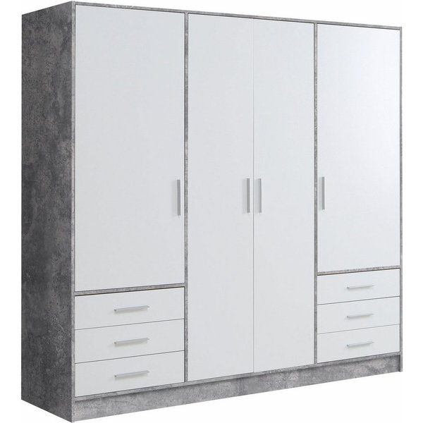 FORTE Kleiderschrank Jupiter, Made in Europe, mit 6 Schubladen, Stauraum (Maße B/H/T ca. 207/200 cm/60) Stauraum, 2 Breiten, 4 Farben, Schubladen, variable Einl