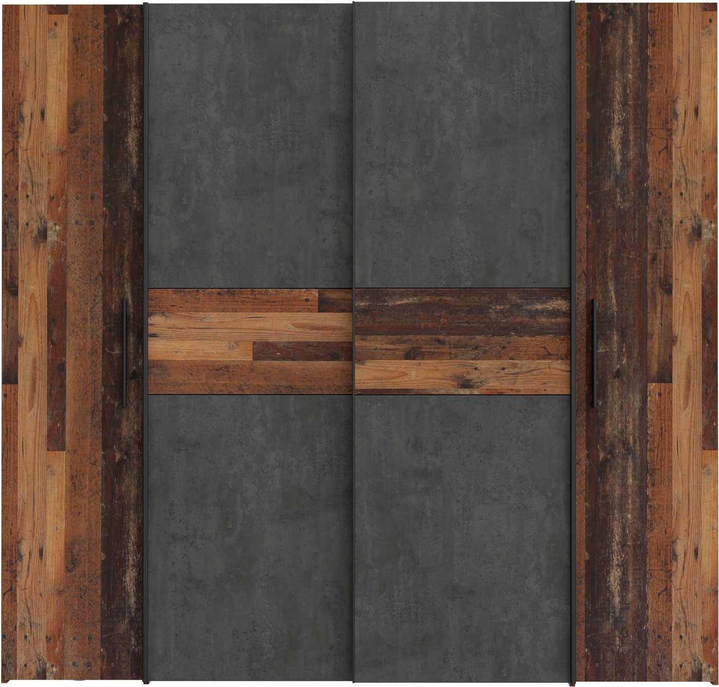 FORTE Kleiderschrank Kalixtus, Made in Europe (B/H/T ca. 200x190x60 cm, 2 Schiebetüren, 2 Drehtüren, 8 Einlegeböden) Kombination aus Dreh- und Schwebetüren, meh – Bild 5 von 5