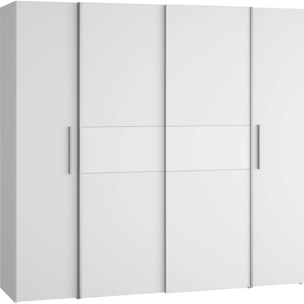 FORTE Kleiderschrank Kalixtus, Made in Europe (B/H/T ca. 200x190x60 cm, 2 Schiebetüren, 2 Drehtüren, 8 Einlegeböden) Kombination aus Dreh- und Schwebetüren, meh