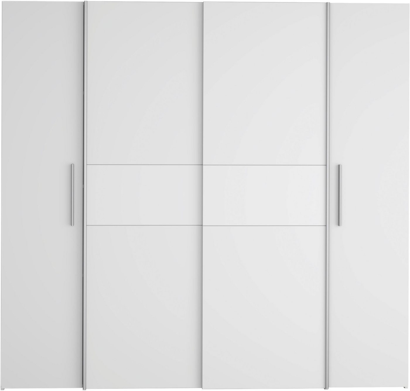 FORTE Kleiderschrank Kalixtus, Made in Europe (B/H/T ca. 200x190x60 cm, 2 Schiebetüren, 2 Drehtüren, 8 Einlegeböden) Kombination aus Dreh- und Schwebetüren, meh – Bild 3 von 5