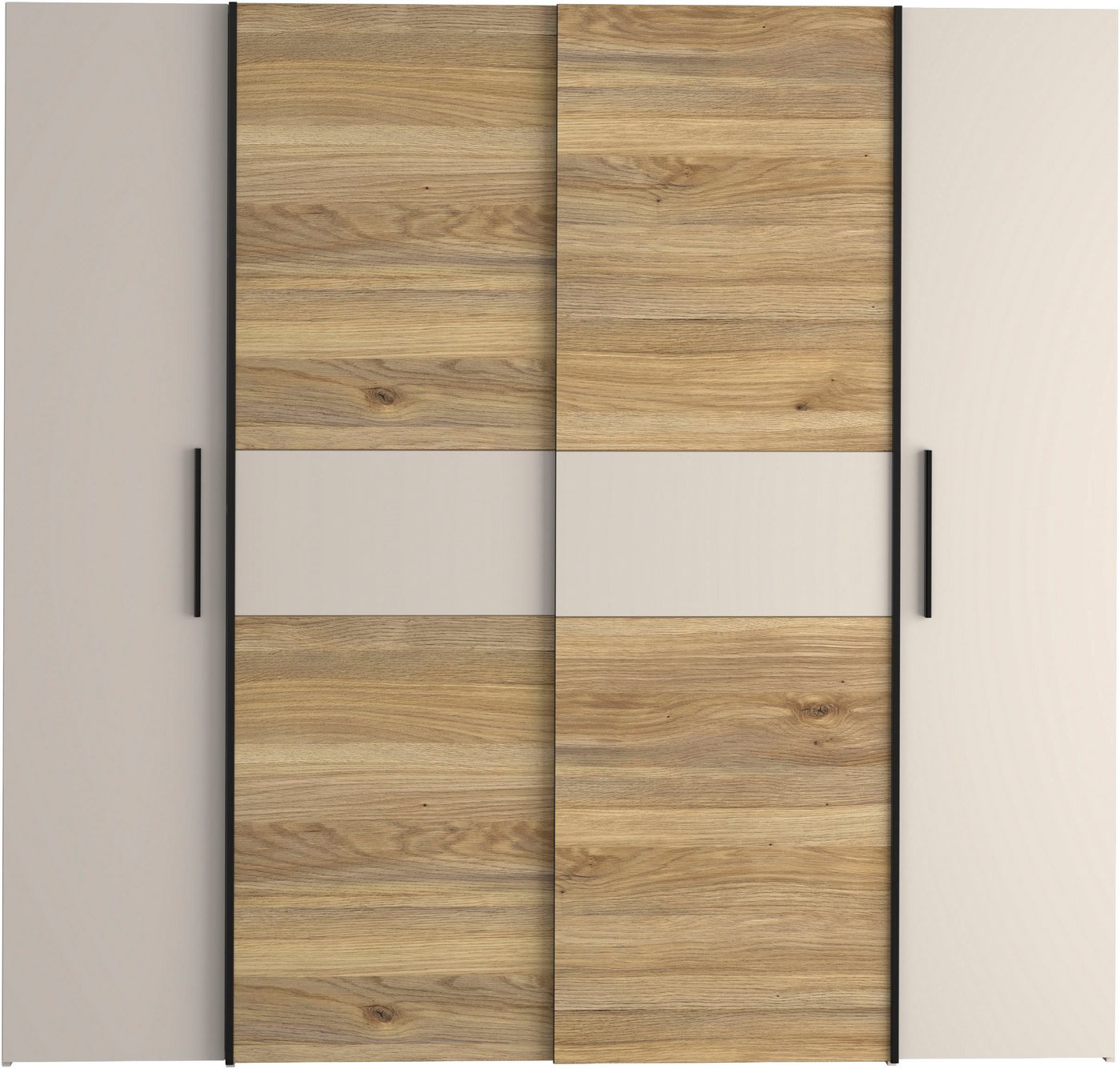 FORTE Kleiderschrank Kalixtus, Made in Europe (B/H/T ca. 200x190x60 cm, 2 Schiebetüren, 2 Drehtüren, 8 Einlegeböden) Kombination aus Dreh- und Schwebetüren, meh – Bild 3 von 5