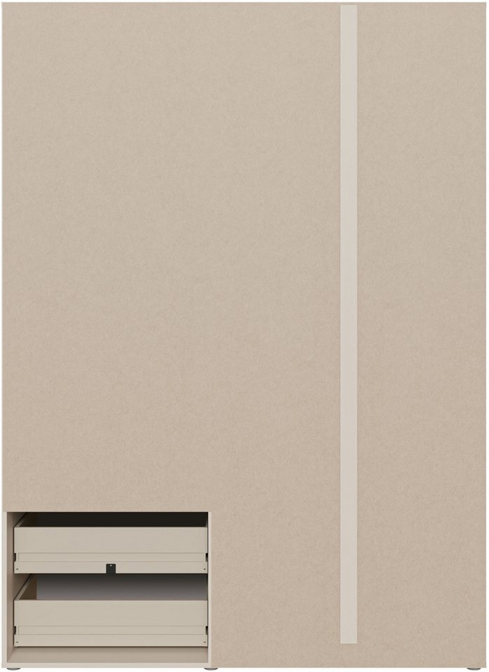 FORTE Kleiderschrank Mokkaris, Garderobe, zeitloses Design, 3 Türen, Made in Europe (B/H/T ca. 144x200x59cm) Zwei Schubladen, schwarze Stangengriffe, Stauraum,  – Bild 4 von 5