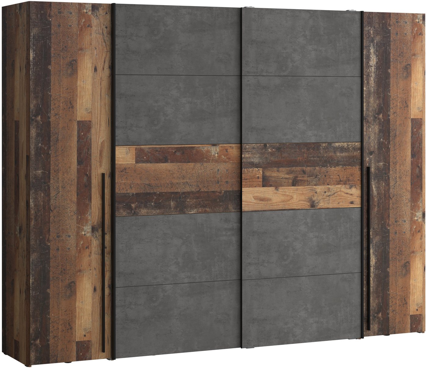 FORTE Kleiderschrank Narago, Kombischrank, Paneele wechselbar (B/H/T ca. 270/210/61cm) Kombination aus Schwebetüren mit seitlichen Drehtüren, Made in Europe – Bild 2 von 5