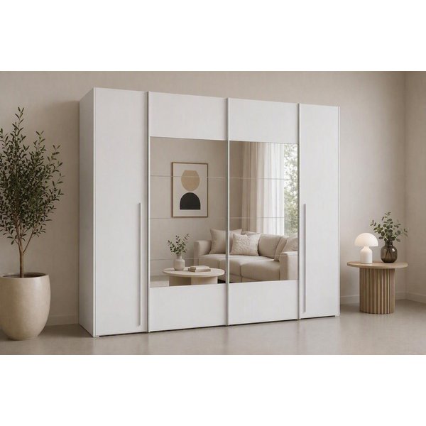 FORTE Kleiderschrank Narago, Kombischrank mit Spiegel (B/H/T ca. 270/210/61cm) Schwebetüren in Kombination mit Drehtüren, Made in Europe