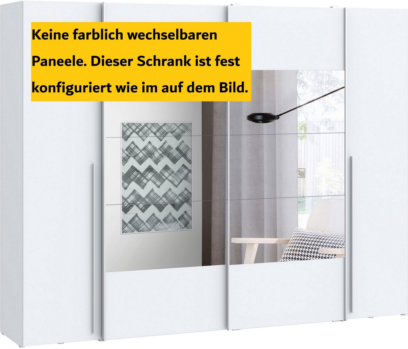FORTE Kleiderschrank Narago, Kombischrank mit Spiegel (B/H/T ca. 270/210/61cm) Schwebetüren in Kombination mit Drehtüren, Made in Europe – Bild 3 von 5