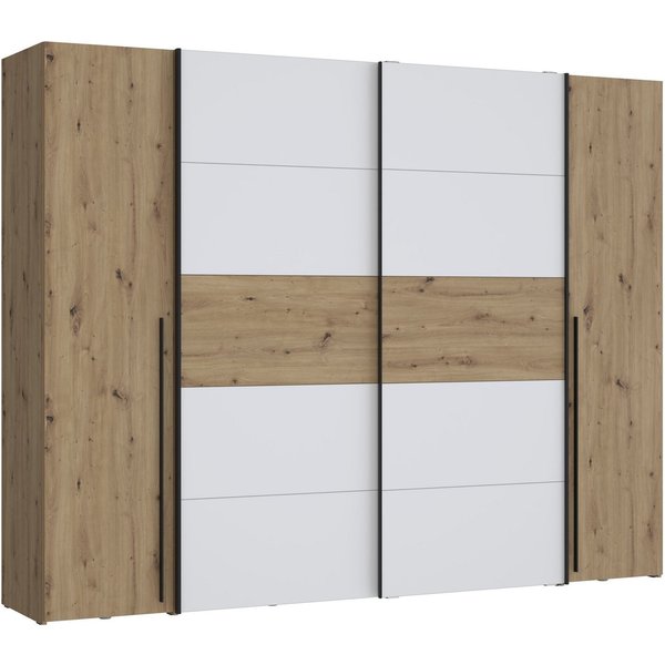 FORTE Kleiderschrank Narago, Kombischrank, Paneele wechselbar (B/H/T ca. 270/210/61cm) Kombination aus Schwebetüren mit seitlichen Drehtüren, Made in Europe