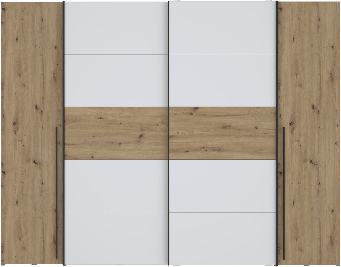 FORTE Kleiderschrank Narago, Kombischrank, Paneele wechselbar (B/H/T ca. 270/210/61cm) Kombination aus Schwebetüren mit seitlichen Drehtüren, Made in Europe – Bild 4 von 5