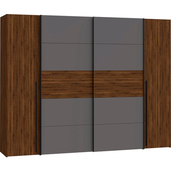 FORTE Kleiderschrank Narago, Kombischrank, Paneele wechselbar (B/H/T ca. 270/210/61cm) Kombination aus Schwebetüren mit seitlichen Drehtüren, Made in Europe