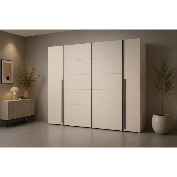 FORTE Kleiderschrank Narago, Kombischrank, modernes Design (B/H/T ca. 270/210/61cm, auch mit Premiumausstattung) Kombination aus Schwebetüren mit seitlichen Dre