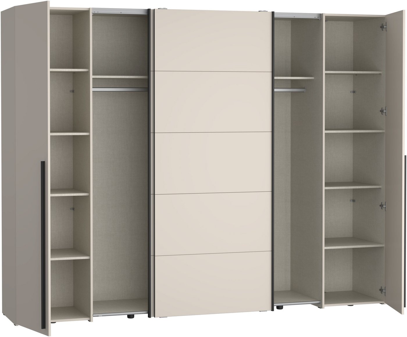 FORTE Kleiderschrank Narago, Kombischrank, modernes Design (B/H/T ca. 270/210/61cm, auch mit Premiumausstattung) Kombination aus Schwebetüren mit seitlichen Dre – Bild 5 von 5