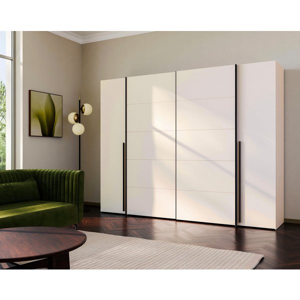 FORTE Kleiderschrank Narago, Kombischrank, modernes Design (B/H/T ca. 270/210/61cm, auch mit Premiumausstattung) Kombination aus Schwebetüren mit seitlichen Dre