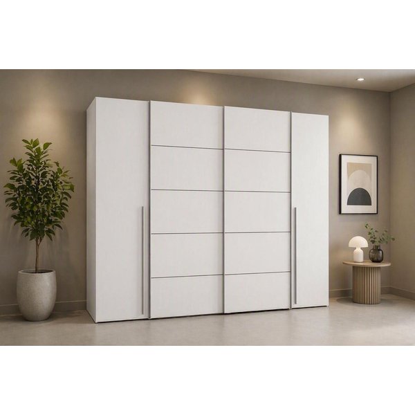 FORTE Kleiderschrank Narago, Kombischrank, modernes Design (B/H/T ca. 270/210/61cm, auch mit Premiumausstattung) Kombination aus Schwebetüren mit seitlichen Dre