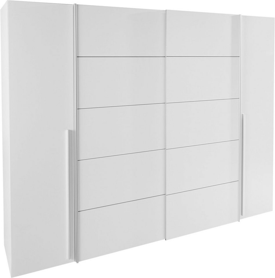 FORTE Kleiderschrank Narago, Kombischrank, modernes Design (B/H/T ca. 270/210/61cm, auch mit Premiumausstattung) Kombination aus Schwebetüren mit seitlichen Dre – Bild 2 von 5