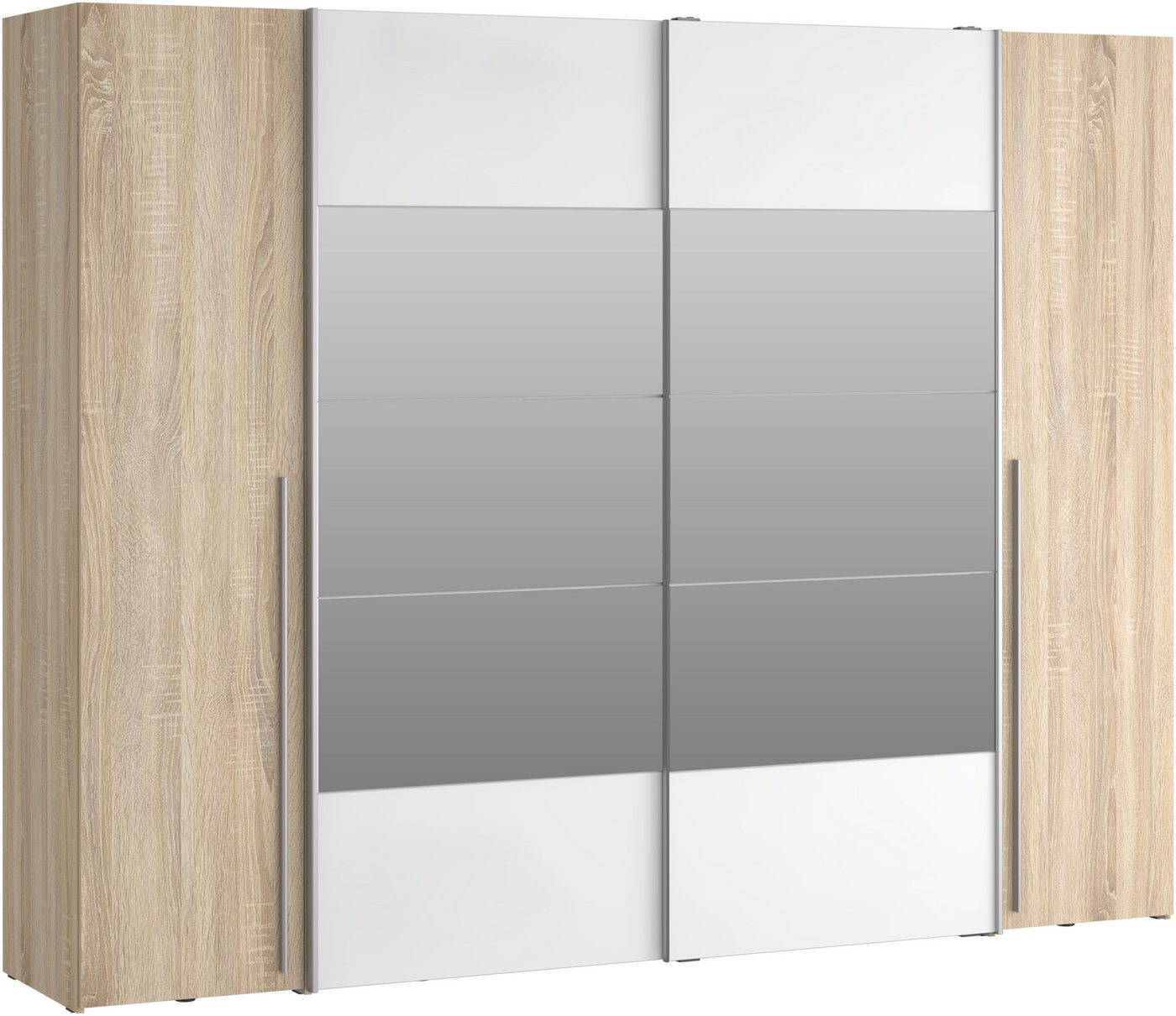FORTE Kleiderschrank Narago, Kombischrank mit Spiegel (B/H/T ca. 270/210/61cm) Schwebetüren in Kombination mit Drehtüren, Made in Europe – Bild 2 von 5