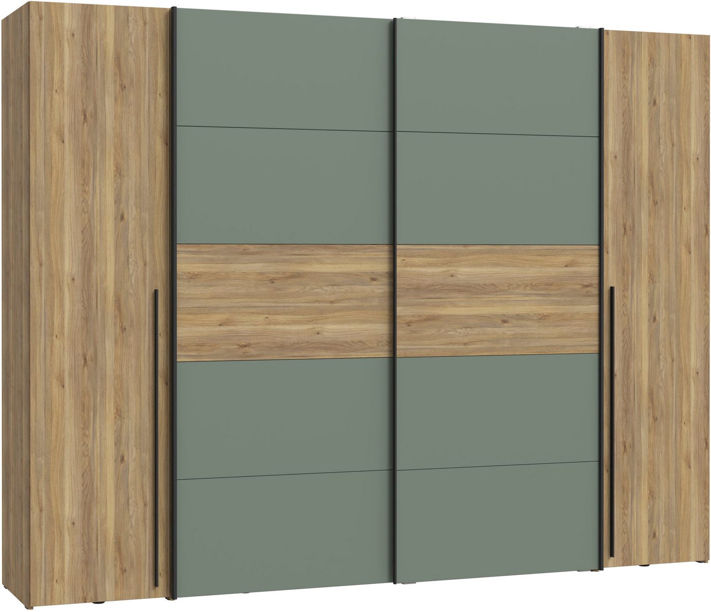 FORTE Kleiderschrank Narago, Kombischrank, Paneele wechselbar (B/H/T ca. 270/210/61cm) Kombination aus Schwebetüren mit seitlichen Drehtüren, Made in Europe – Bild 2 von 5