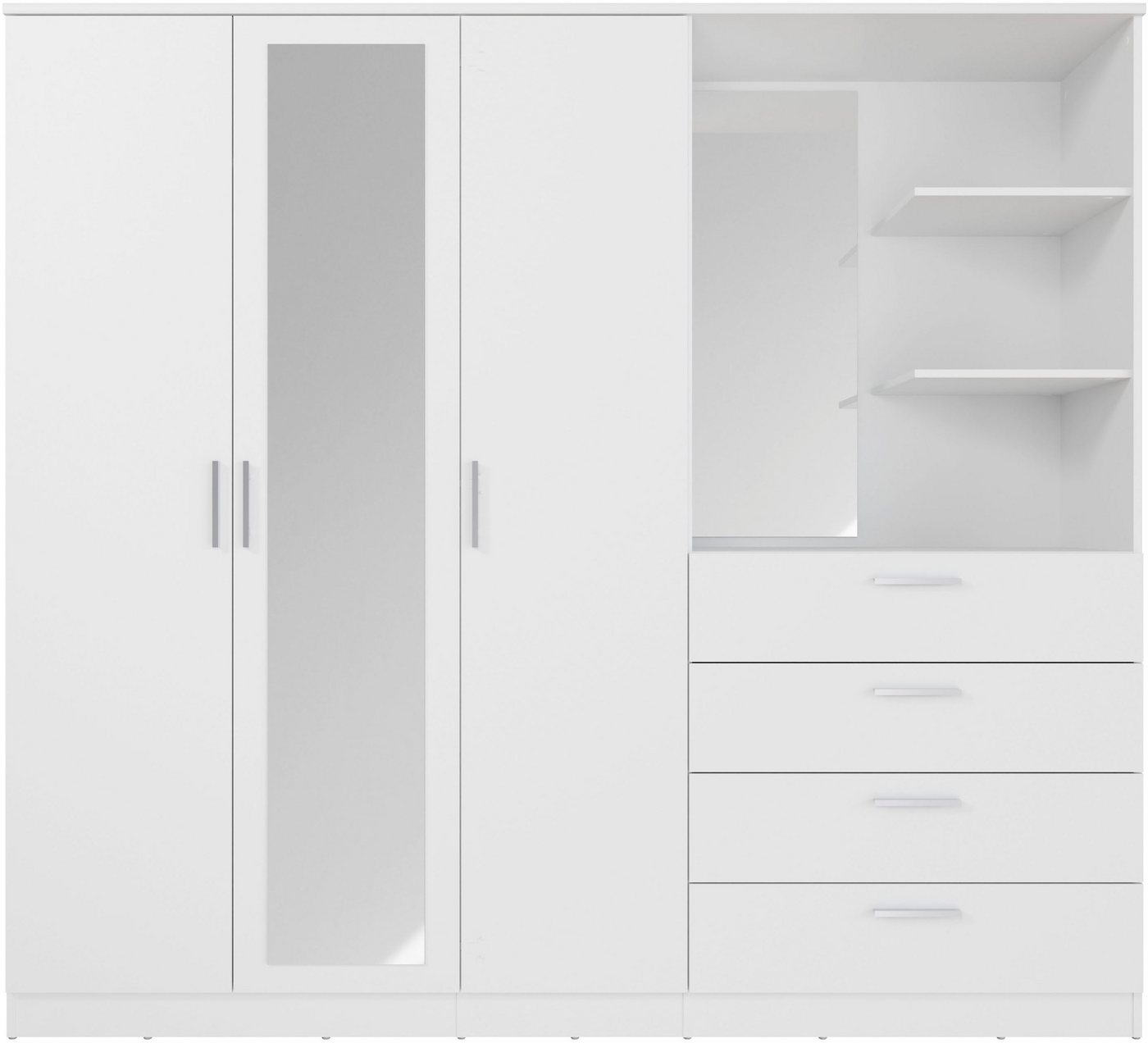 FORTE Kleiderschrank Panama, Garderobenschrank, Spiegel, Schubladen, Regale, viel Stauraum (B/H/T 199/181/52,7) Made in Europe, FSC zertifiziert, Stauraumwunder – Bild 2 von 5