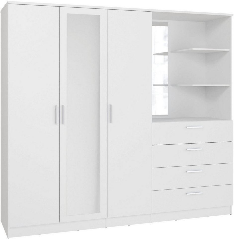 FORTE Kleiderschrank Panama, Garderobenschrank, Spiegel, Schubladen, Regale, viel Stauraum (B/H/T 199/181/52,7) Made in Europe, FSC zertifiziert, Stauraumwunder – Bild 3 von 5