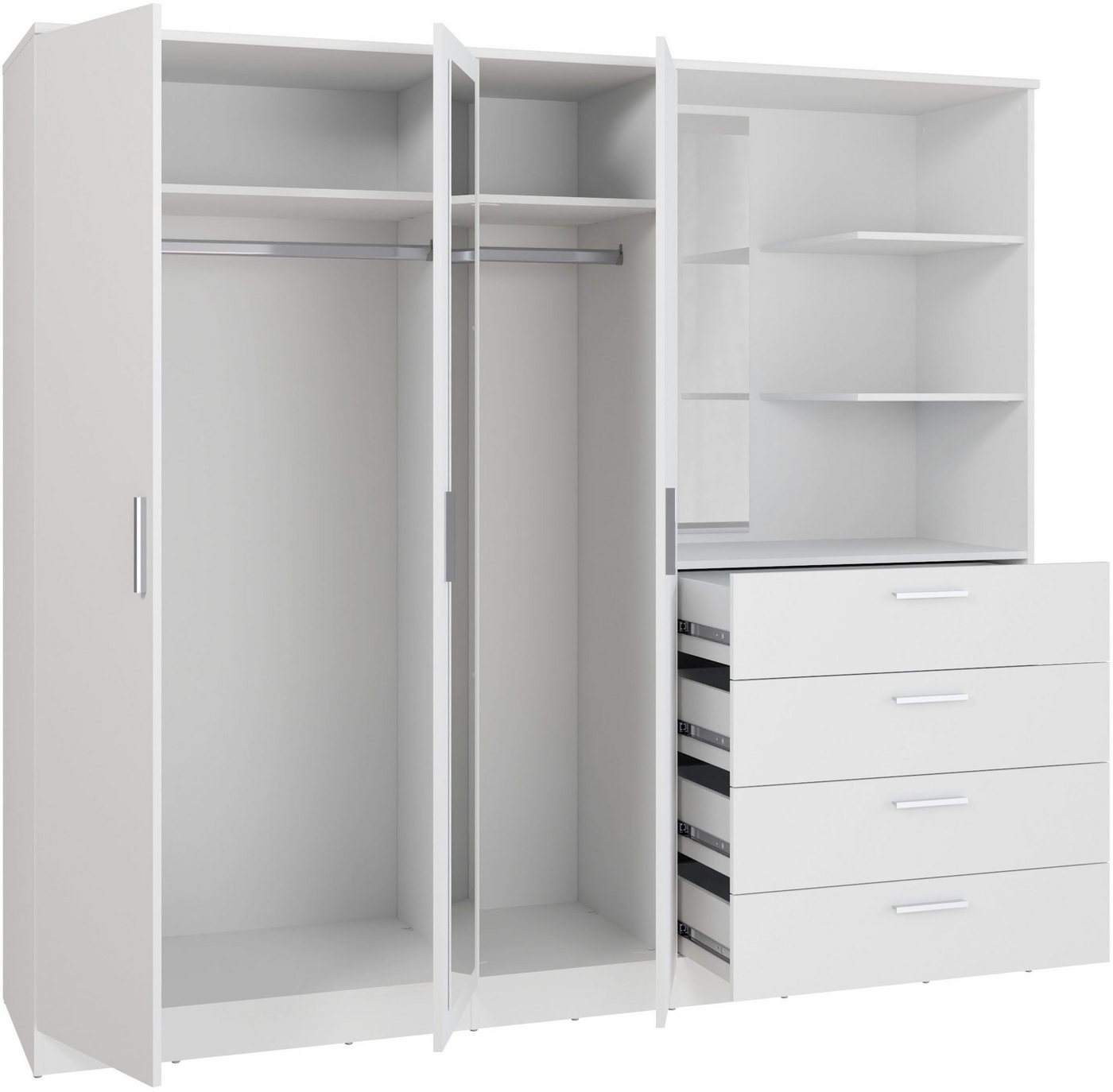 FORTE Kleiderschrank Panama, Garderobenschrank, Spiegel, Schubladen, Regale, viel Stauraum (B/H/T 199/181/52,7) Made in Europe, FSC zertifiziert, Stauraumwunder – Bild 5 von 5