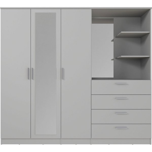 FORTE Kleiderschrank Panama, Garderobenschrank, Spiegel, Schubladen, Regale, viel Stauraum (B/H/T 199/181/52,7) B/H/T 199/181/52,7, Spiegeltüre, Stauraum, FSC