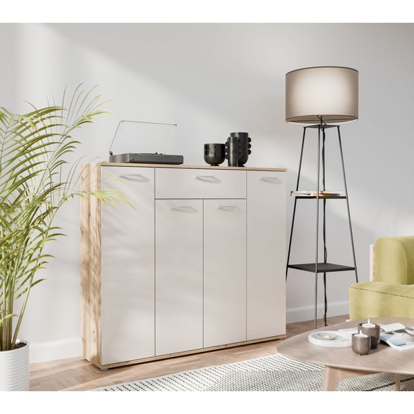 FORTE Kommode Kombikommode, Stauraum, Einlegeböden verstellbar, B/H/T ca.140/120/34 cm, viel Stauraum, PEFC zertifiziert