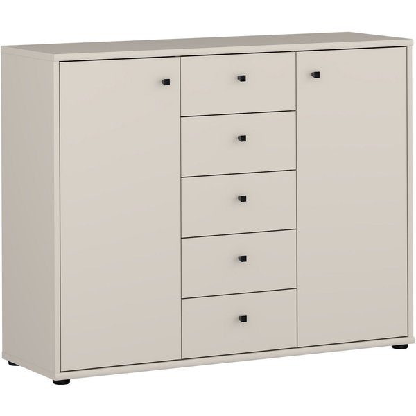 FORTE Kommode Tempra, Kommode, 2 Türen, 5 Schubkästen, viel Stauraum, B/H/T 108,8/85,5/34,8 cm