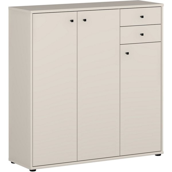 FORTE Kommode Tempra, Kommode, 3 Türen, 2 Schubkästen, viel Stauraum, B/H/T 108,8/111,1/34,8 cm
