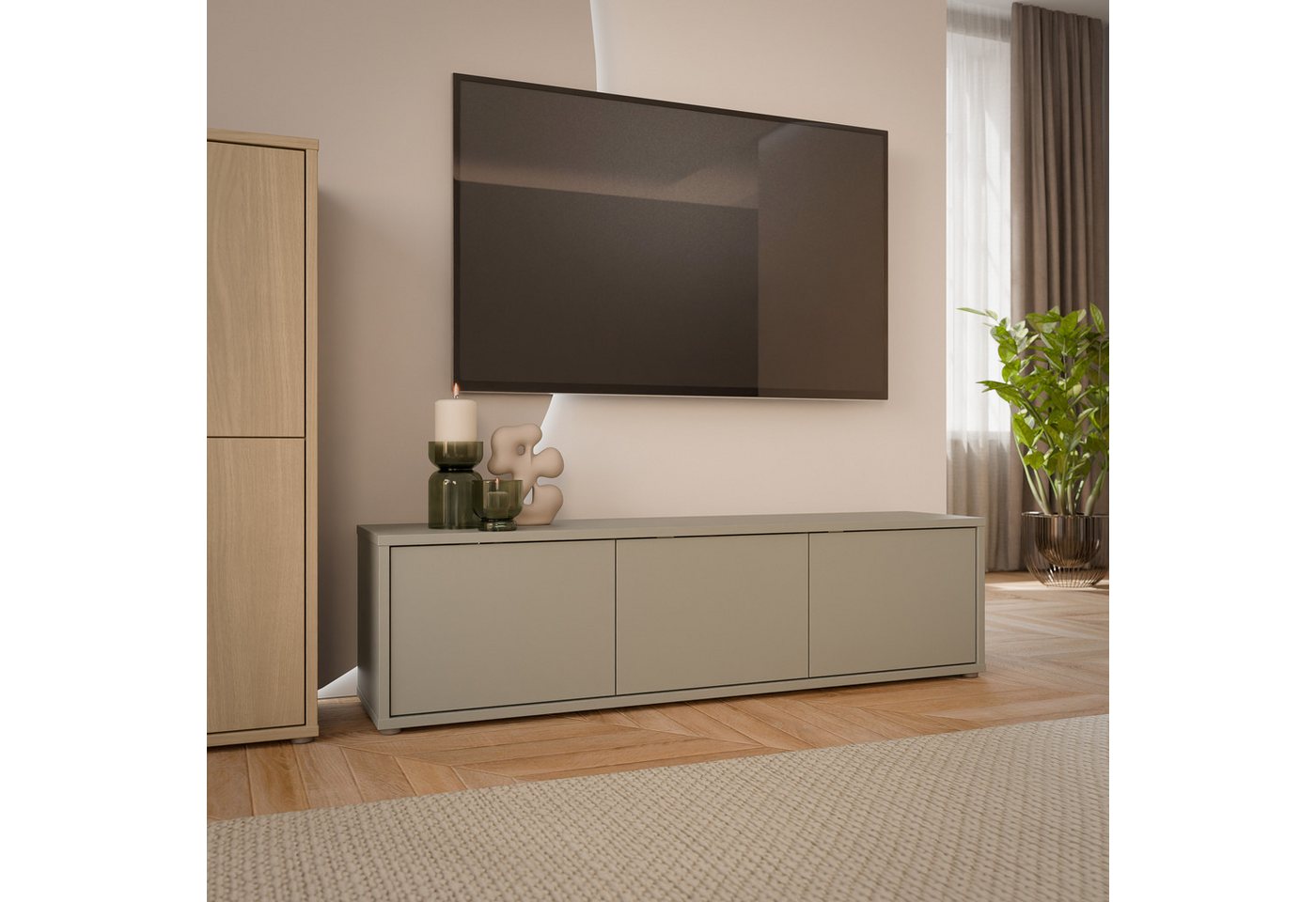 FORTE Lowboard Alice Springs, TV-Board, viel Stauraum, große Türen zum Aufklappen, B/H/T 154,2/41,5/34,9 cm Klapptüren – Bild 2 von 5