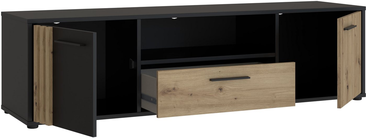 FORTE Lowboard Cardigan TV-Board, TV-Schrank, TV-Board, 2 farbig, Stauraum Kabelführung – Bild 4 von 5