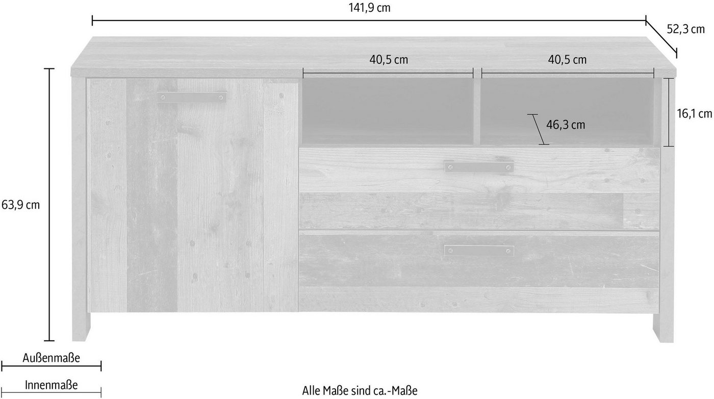 FORTE Lowboard Clif, Breite 141 cm – Bild 5 von 5