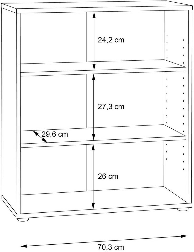 FORTE Regal Tempra, Mehrzweckregal breit, Höhe 111,1cm, 2 Ablageböden, Breite 73,7 cm – Bild 5 von 5