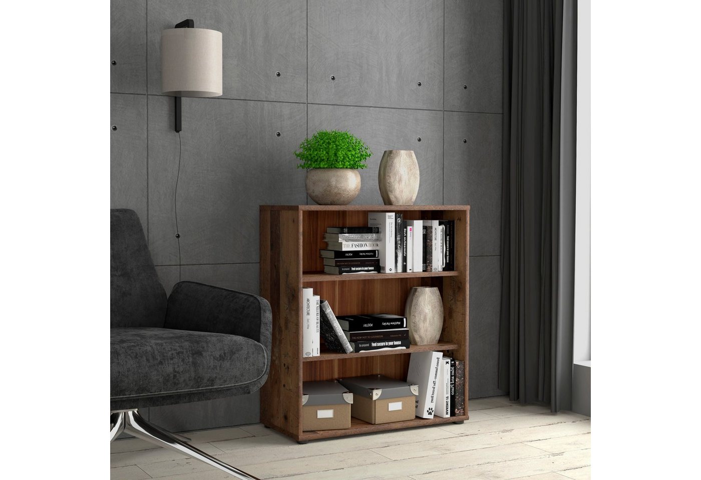 FORTE Regal Tempra, Mehrzweckregal breit, Höhe 111,1cm, 2 Ablageböden, Breite 73,7 cm – Bild 4 von 5