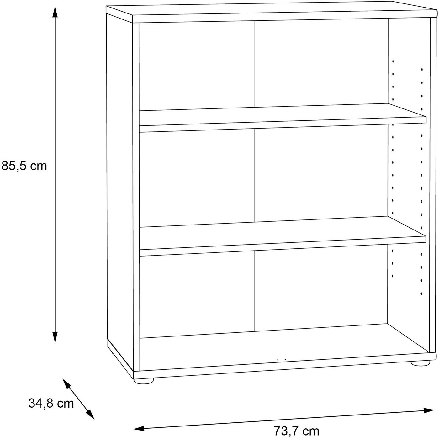 FORTE Regal Tempra, Mehrzweckregal breit, Höhe 111,1cm, 2 Ablageböden, Breite 73,7 cm – Bild 5 von 5