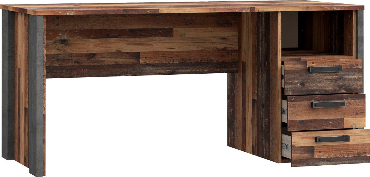 FORTE Schreibtisch Clif, Computertisch mit Schubladen, Industriedesign, Breite 160 cm – Bild 3 von 5