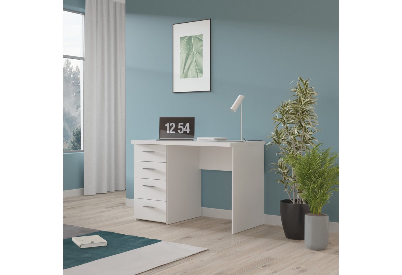 FORTE Schreibtisch NET, mit 4 Schubladen, Breite 110 cm – Bild 2 von 5