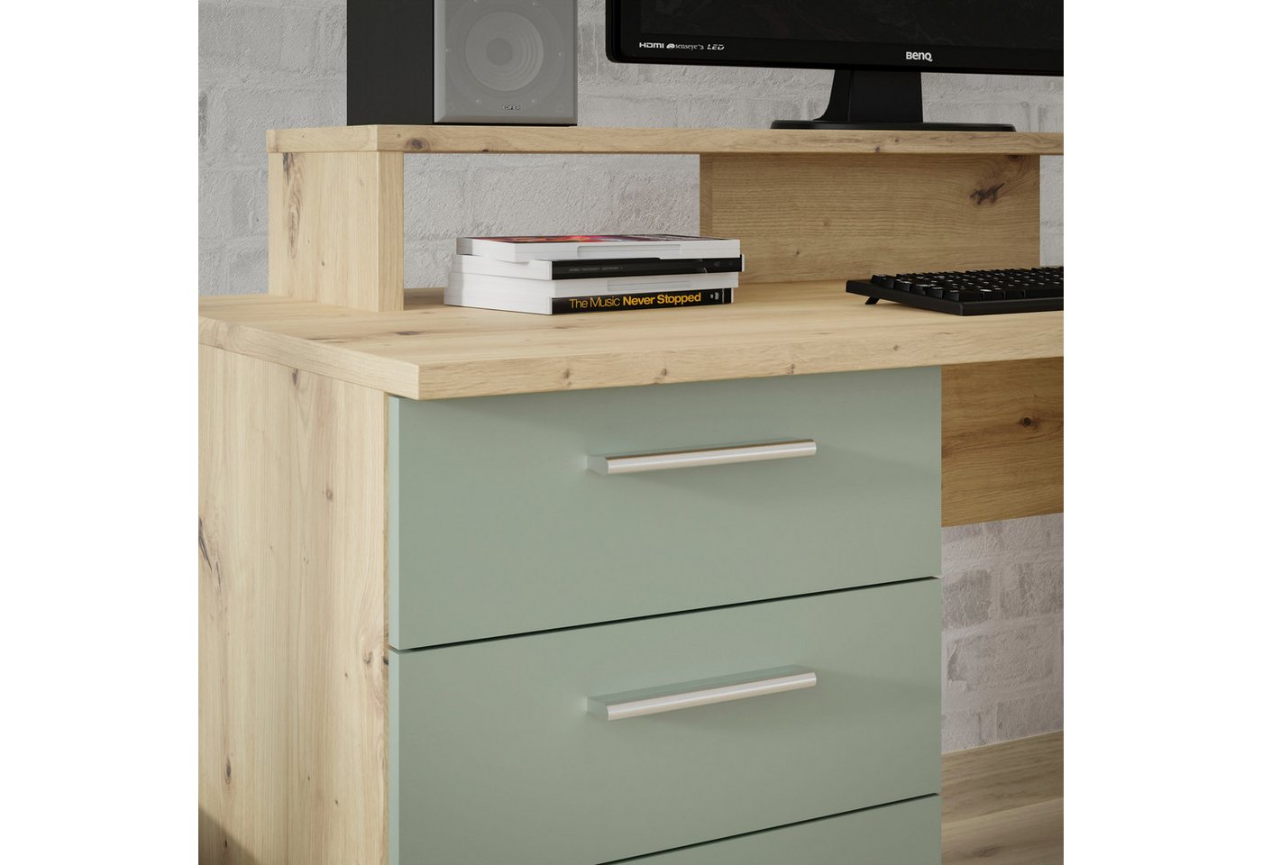 FORTE Schreibtisch NET160, viel Stauraum, Tischplatte bis 50 kg belastbar – Bild 4 von 5