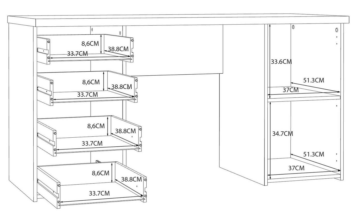 FORTE Schreibtisch Netta, Breite 145 cm, mit Schubladen – Bild 4 von 5