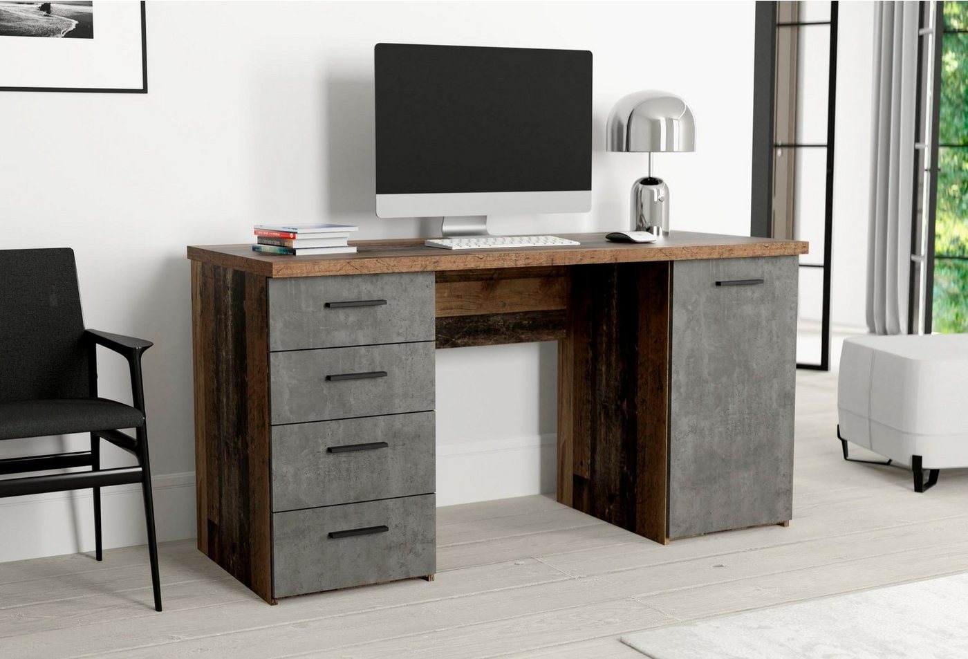 FORTE Schreibtisch Netta, Breite 145 cm, mit Schubladen – Bild 5 von 5