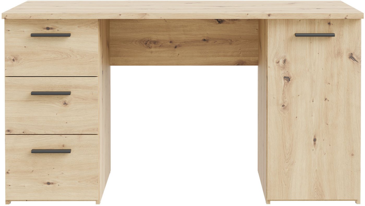 FORTE Schreibtisch Neuss, mit 3 Schubladen & 1 Tür, funktional, Breite 138 cm – Bild 4 von 5