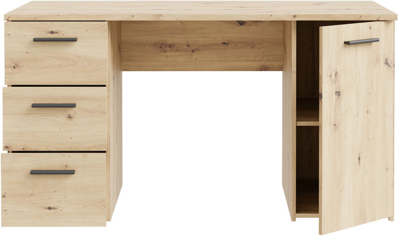 FORTE Schreibtisch Neuss, mit 3 Schubladen & 1 Tür, funktional, Breite 138 cm – Bild 5 von 5
