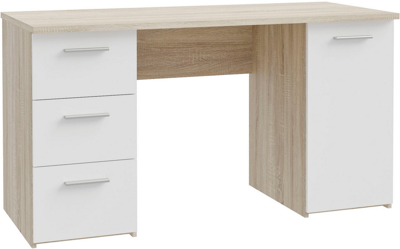 FORTE Schreibtisch Neuss, mit 3 Schubladen & 1 Tür, funktional, Breite 138 cm – Bild 3 von 5
