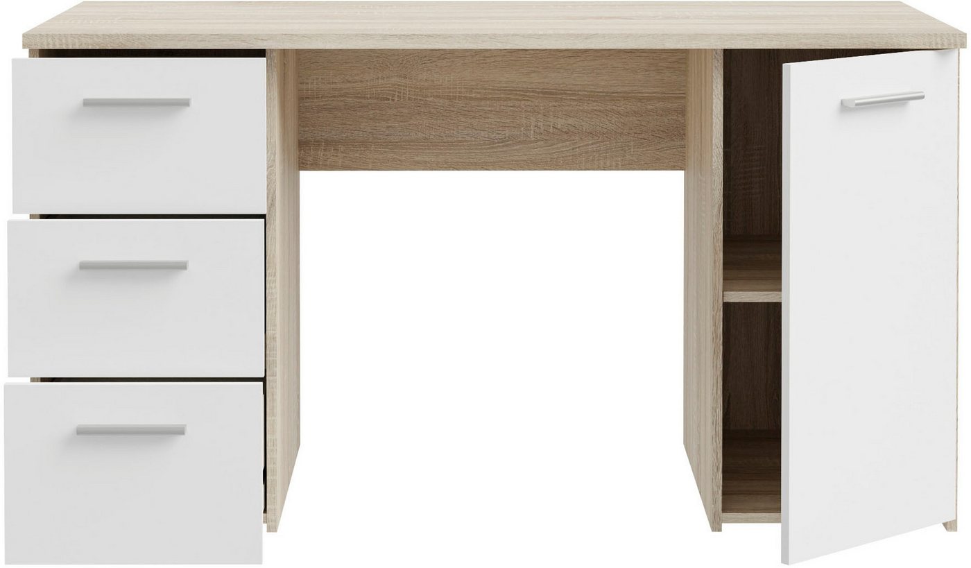 FORTE Schreibtisch Neuss, mit 3 Schubladen & 1 Tür, funktional, Breite 138 cm – Bild 4 von 5