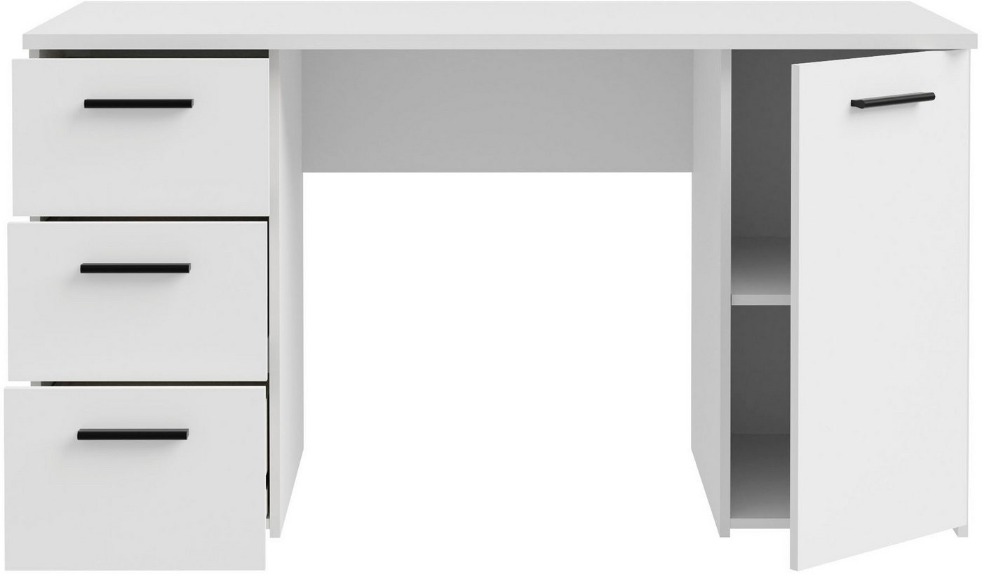 FORTE Schreibtisch Neuss, mit 3 Schubladen & 1 Tür, funktional, Breite 138 cm – Bild 4 von 5