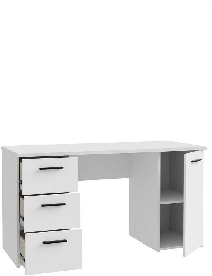 FORTE Schreibtisch Neuss, mit 3 Schubladen & 1 Tür, funktional, Breite 138 cm – Bild 5 von 5